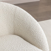 Winnie Modern Teddy Boucle Fabric Barrel Chair, 360° Swivel, White