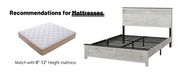 Fully floating bed frame with LED lights and charging station cushion platform bed frame, large bed, with headboard and hidden storage space, no need for box springs, Antique White+Gray