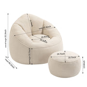 Bedding Bean Bag Sofa Chair High Pressure Foam With Footrest