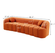 98.4' Modern Compressed Sofa, Cloud Couch 3-Seater Corduroy Sofa, No Assembly Required, Bubble Channel Tufted Couch with 2 Pillows, Comfy Deep Seat for Living Room, Apartment, Office