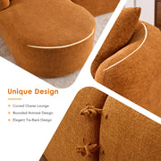 Boneless L-Shape Sectional Sofa with Curved Chaise,Orange Modular Chenille Compression Couch,30D High-Density Foam,Minimalist Modular Couches Sleeper for Living Room Bedroom Apartment Lounge.
