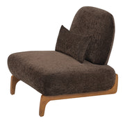 Modern Armless Accent Chair with Curved Wood Base, Linen Upholstered Slipper Chair with Lumbar Pillow, High-Back Lounge Chair for Living Room, Bedroom & Reading Nook,