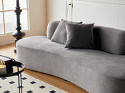 90' Curved Sofa with Throw Pillows, 4 Seater Luxury Velvet Couch with Half Moon Design and High-Density Foam, Ideal for Modern Living Room, Office & Apartment, Grey