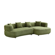 110.63 inch Curved Sofa,4-Seat Modular Curved Green Sofa with 4 Free Pillows, Modern Sectional Sofa,Upholstered Comfy Couch for Living Room,Office