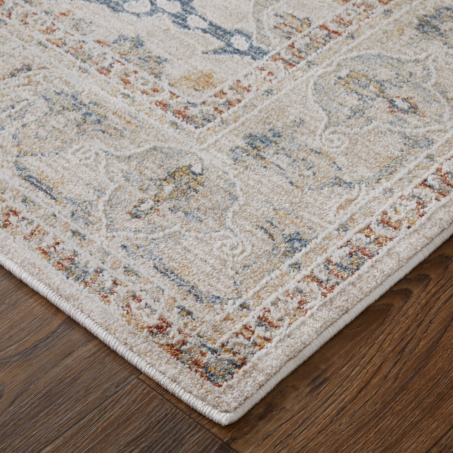 Pasha Transitional Ikat, Ivory/Blue/Red