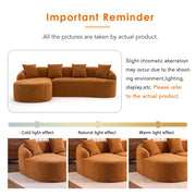 Boneless L-Shape Sectional Sofa with Curved Chaise,Orange Modular Chenille Compression Couch,30D High-Density Foam,Minimalist Modular Couches Sleeper for Living Room Bedroom Apartment Lounge.