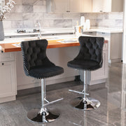 Swivel Barstools Adjusatble Seat Height From 25-33", Modern Upholstered Base Bar Stools With Backs Comfortable Tufted For Home Pub And Kitchen Island (Set of 2)