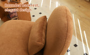 Cute Accent Chair with Solid Wood Legs, Living Room Chair with Soft fabric Cushion, Cozy Bedroom Chair, Comfy Armless Reading Chair for Apartment, Waiting Room, Balcony (Caramel)