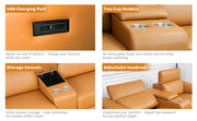 Power Recliner Sofa Set, 3-Seat Reclining Sectional Sofa with Adjustable Headrest &  Power Recline, Breathable Leather with Storage Console & USB Ports, Easy Assembly Living Room Furniture Sets