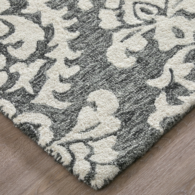 Belfort Traditional Floral & Botanical, Gray/Ivory/Black