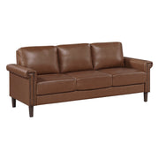 Sofa Set 3pc Sofa Loveseat Chair Chocolate Faux Leather Upholstered Nailhead Trim Plywood Frame Traditional Living Room Furniture