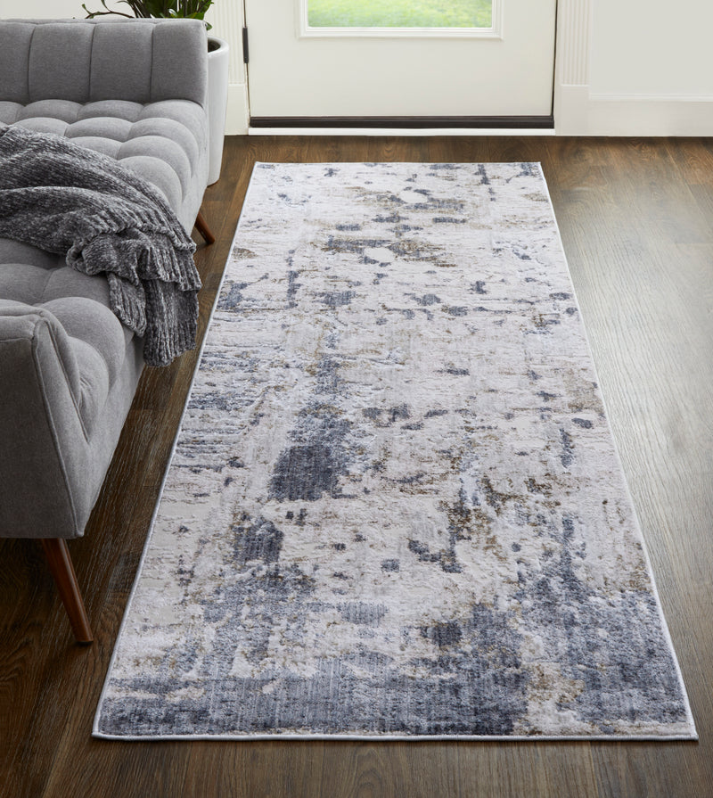 Laina Transitional Abstract, Ivory/Gray/Blue