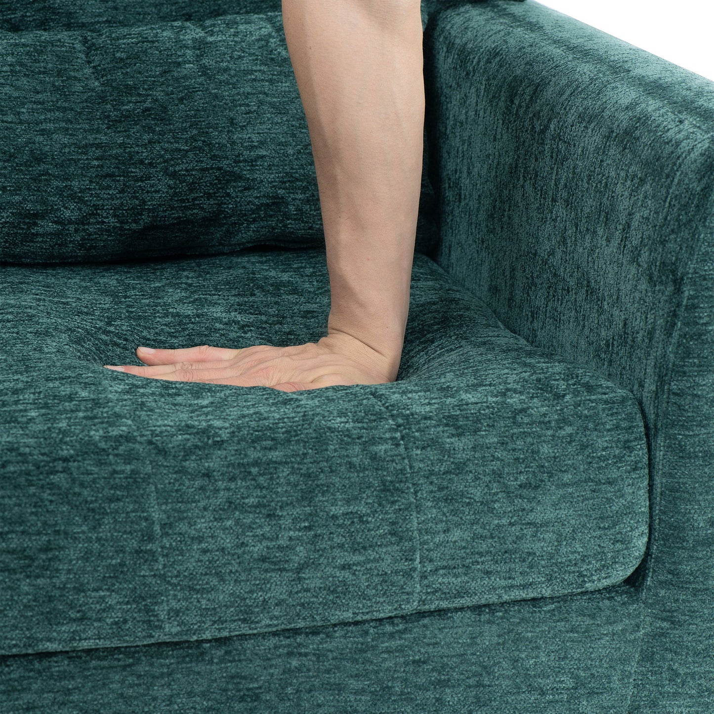 Modern Accent Chair, Arm Chairs For Living Room, Upholstered Mordern Armchair, Comfy Soft Padded Lounge Chair In Small Space, Bedroom, With Pillow, Solid Wood Leg