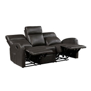 Reclining Sofa Set 2pc Espresso Faux Leather Sofa Loveseat with Side Pockets Plush Foam Comfort Modern Wall-Hugger Design Living Room Furniture