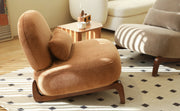 Cute Accent Chair with Solid Wood Legs, Living Room Chair with Soft fabric Cushion, Cozy Bedroom Chair, Comfy Armless Reading Chair for Apartment, Waiting Room, Balcony,Set of 2 (Caramel)