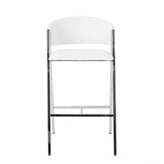 Modern Bar Stools With Low Back And Arms And Durable Metal Frame (Set of 2) - Ivory
