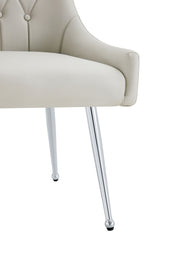Leather Upholstered Modern Dining Chair with Diamond Tufted Button Back - Dining Room Negotiation Room Cafe Office Accent Chair (Light Gray, Set of 2)