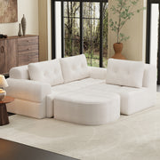 Modular Sectional Sofa Couch with Chaise, Full-Foam Structure, Compression Packaging Design, Woven Texture Upholstery, Oversized Modern Sofa for Living Room