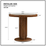 33.07 inch Mid-Century Round Dining Table, 9mm Sintered Stone Recessed Tabletop, Solid Wood Reinforced MDF Frame, Compact Circular Bistro Table for Kitchen Dining Room