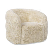 Colt 33' Fur Swivel Upholstered Barrel Accent Arm Chair, Cream Beige Faux Fur