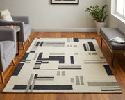 Maguire Transitional Abstract, Ivory/Taupe