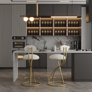 Bar Stools Upholstered Counter Height Barstools For Kitchen Island Modern Dining Chairs With Footrest (Set of 2)