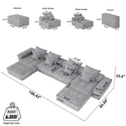 Modern Oversized Diy Combination Modular Sectional Sofa With Pillows