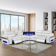 Nova Modern Style Sectional with 1 Console (Reading Light), Wedge with Bluetooth speaker, LED and Lifting wine cabinet - White