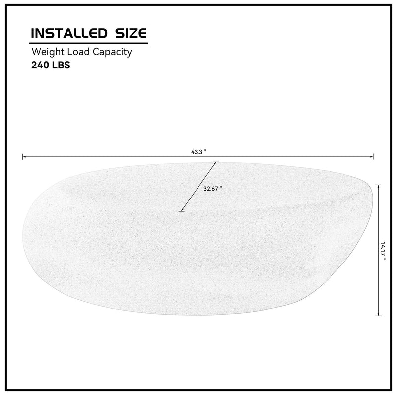 43.31''Fiberglass Elliptical Coffee Table for Living Room Vintage Table,Matte Rocks Table front of the Sofa, Irregular Center Table,No Need Assembly,Cream White