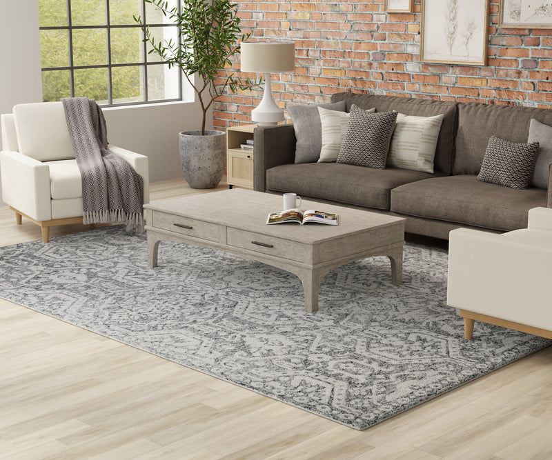 Belfort Traditional Geometric, Gray/White