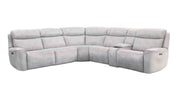 Power Reclining Sectional Couch Light Taupe Leatherette Sofa Corner Wedge Chairs Console Living Room Furniture Recliner L-Shaped Sectional