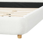 Minimalist curved headboard teddy bear plush bed, King, Cream