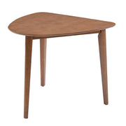 3-Piece Modern Table Set - Triangular Side Table & 2 Curved Wood Chairs, Minimalist Space-saving Light Brown Finishes for Living Room, Kitchen, Small Space, Easy to Assemble