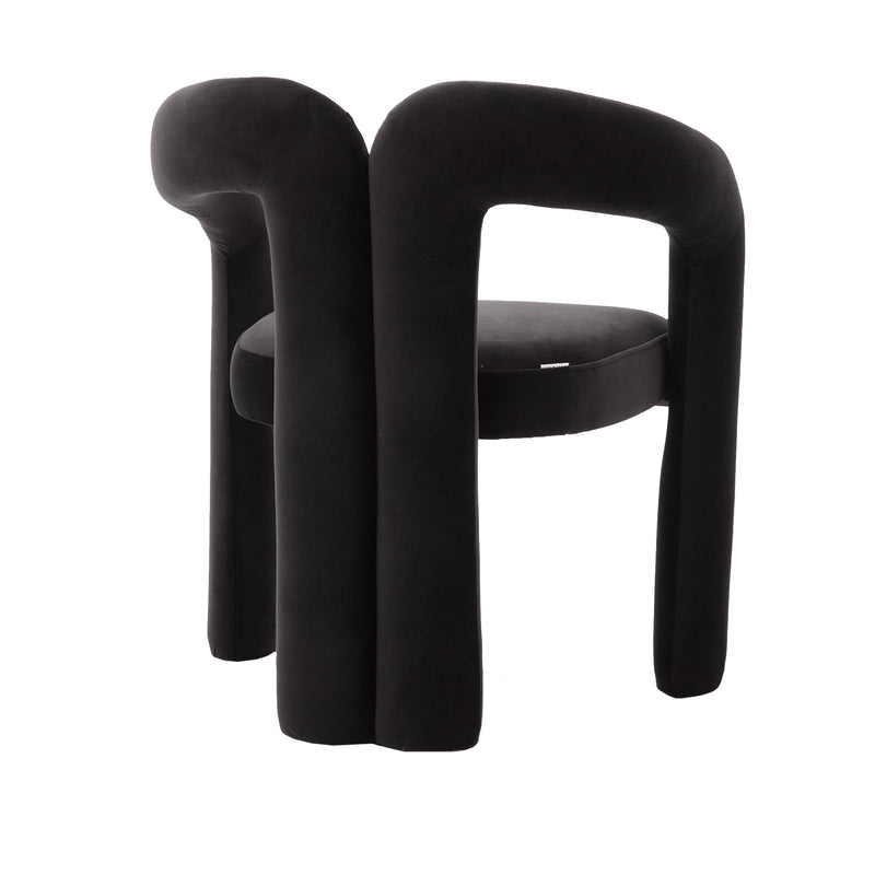 Contemporary Designed Velvet Fabric Upholstered Accent/Dining Chair /Barrel Side Chairs Kitchen Armchair for Living Room set of 2 (Black Velvet)