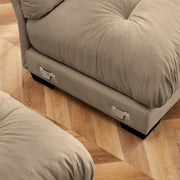 Modern Sectional Sofa With Ottoman, Round Bolster Armrests, Waist And Throw Pillows