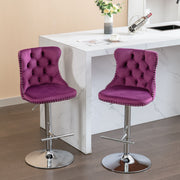 Swivel Barstools Adjusatble Seat Height From 25-33", Modern Upholstered Base Bar Stools With Backs Comfortable Tufted For Home Pub And Kitchen Island (Set of 2)
