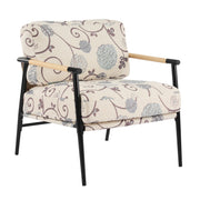 27.56' Modern Accent Chair with Plush Cushions, Minimalist Metal Frame, and Wooden Armrest Design – Perfect for Cozy Living Room, Bedroom, or Office Seating