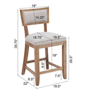Upholstered Counter Height Bar Stools With Comfy Back (Set of 2)