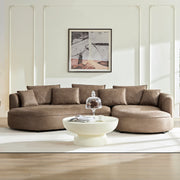 Modern Sectional Curved Sofa Couch for Living Room,Leathaire Upholstered 5-Seat Sofa Couch, Technology Cloth Couch Set for Apartment Office,Brown