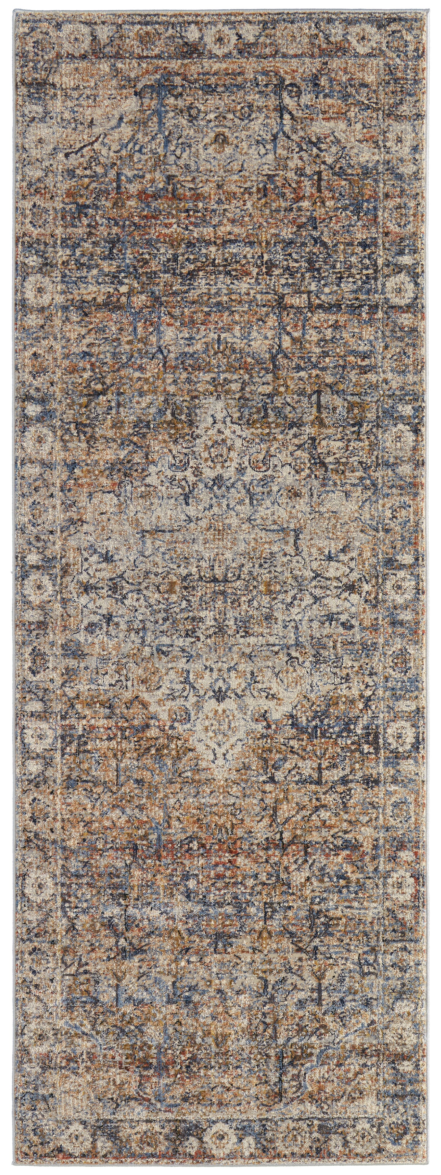 Kaia Transitional Medallion, Tan/Orange/Blue