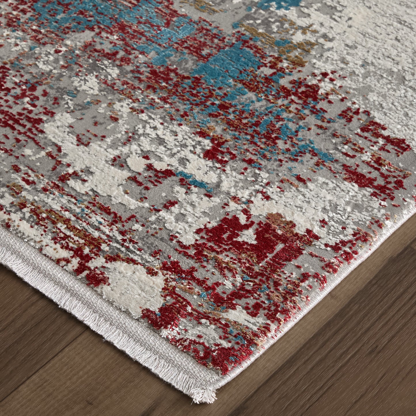 Cadiz Modern Abstract, Gray/Red/Blue