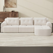 Modular Sectional Sofa Couch with Chaise, Full-Foam Structure, Compression Packaging Design, Woven Texture Upholstery, Oversized Modern Sofa for Living Room