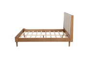 Queen Size Wood Bed with Piano Key Style Upholstered Headboard , Wood Bed with Strengthened Bed Frame ,Wheat (old sku:W504S00257)