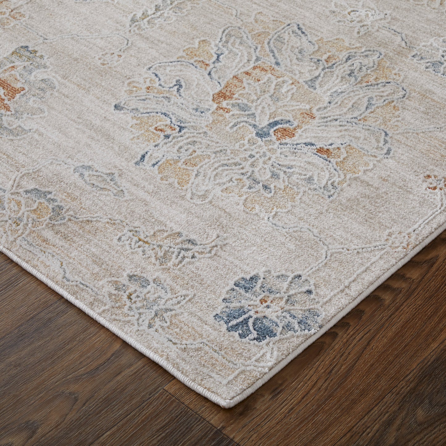 Pasha Transitional Floral & Botanical, Taupe/Ivory/Blue