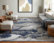 Gaspar Modern Abstract, Blue/Gray/Ivory