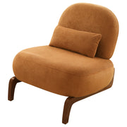 Cute Accent Chair with Solid Wood Legs, Living Room Chair with Soft fabric Cushion, Cozy Bedroom Chair, Comfy Armless Reading Chair for Apartment, Waiting Room, Balcony,Set of 2 (Caramel)