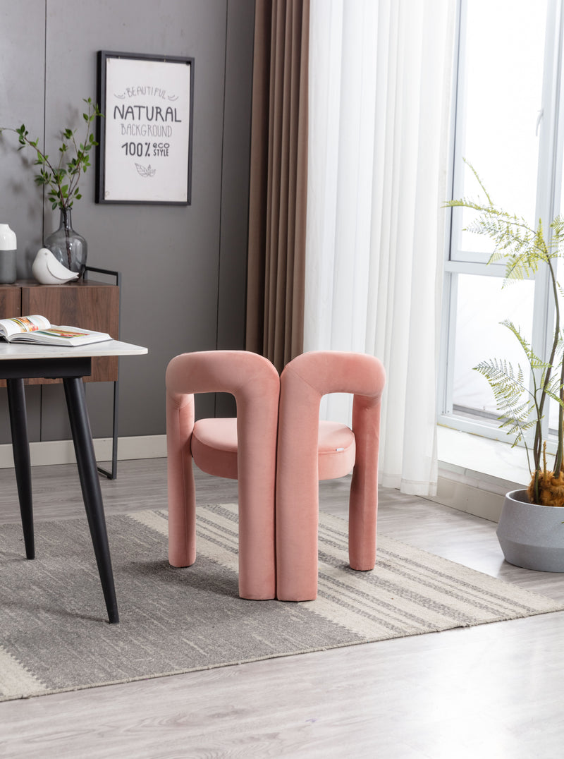 Contemporary Designed Velvet Fabric Upholstered Accent/Dining Chair /Barrel Side Chairs Kitchen Armchair for Living Room set of 2 (Pink Velvet)