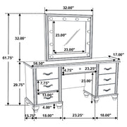 Charlotte - 7 Drawer Vanity Desk With LED Mirror - White