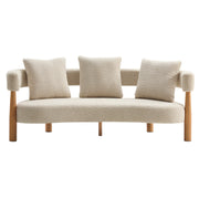Luxe 76.5 in. Curved 3 Seater Modern Upholstered Boucle Sofa,Sesame