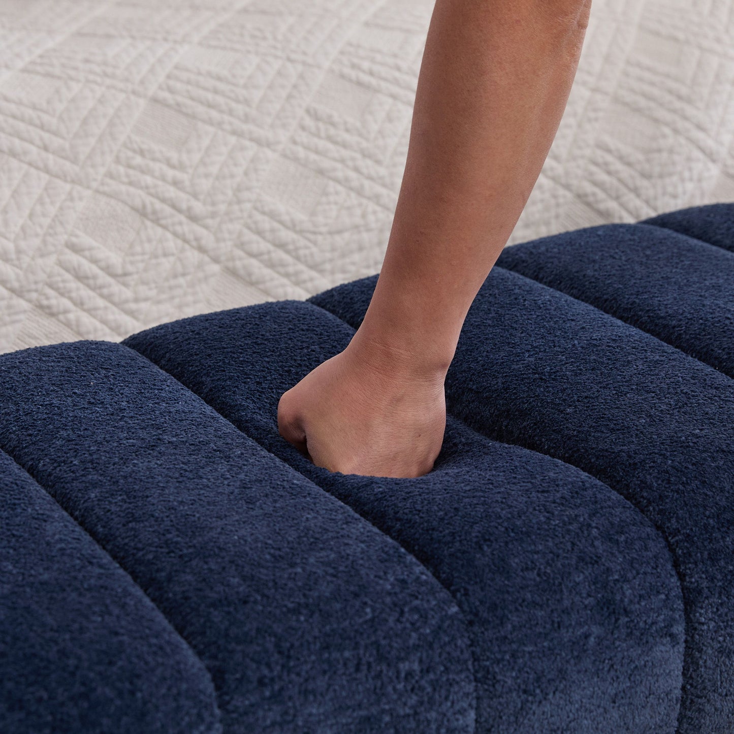 Modern Upholstered Armless Bed Bench With Channel Tufted Design